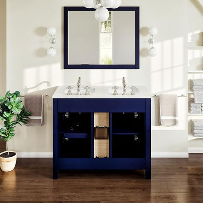 Artemis 44 in. Blue Double Sink Bath Vanity with Engineered Top and Undermount Porcelain Sinks