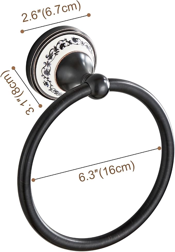 Black Towel Ring, Hand Towel Holder for Bathroom Wall | Heavy-Duty Zinc Alloy Hand Towel Racks, Screw-In Wall-Mounted for Bathroom & Kitchen YIGUANXIN
