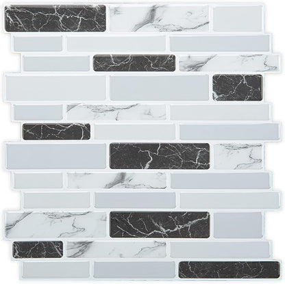 Art3d 12 x 12 in Peel and Stick Backsplash, Vinyl Wall Tile, 10-Pack, Grey | Thickened Design, Waterproof, Self Adhesive, Easy to Install, No Residue, for Kitchen, Bedroom, Ideal for Recently Moved