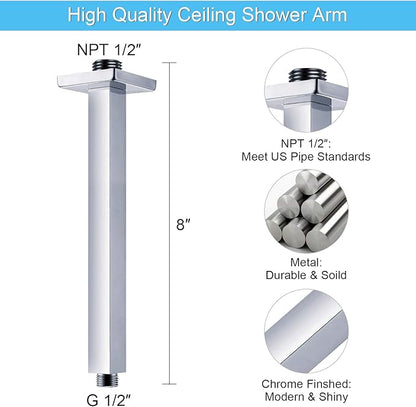SunCleanse Rainfall Shower Faucet Set Polished Chrome Shower Combo Set for Bathroom with High Pressure 10 inch Shower Head with Handheld Shower Valves Shower Head and Handheld Ceiling Mounted