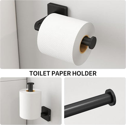 KLJKPA Black Bathroom Accessories Set, 24 inch Towel Racks for Bathroom | Stainless Steel Bathroom Hardware Set, Wall Mounted, 4-Piece