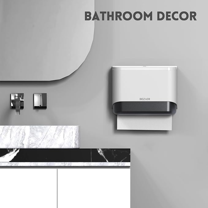 Paper Towel Dispenser,Large Capacity Wall Mount Tissue Dispensers with Smart Lock, Used for Kitchen and Bathroom 200+ Sheets White Toilet Paper Holders
