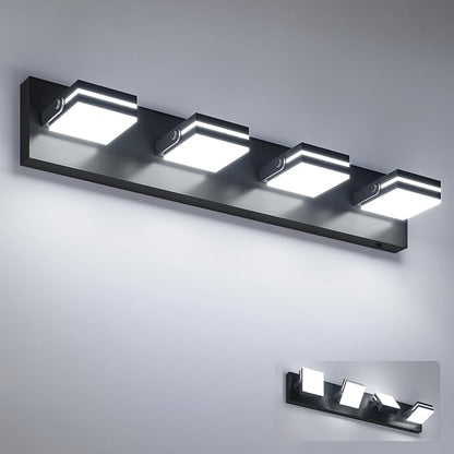 VOLISUN 4 Light Bathroom Vanity Light, 27.16 inch Dimmable Bathroom Light Fixtures Over Mirror, 5 Color Temperatures, 180°Rotatable Head, Black LED Vanity Lights for Bathrooms-ETL Certificated