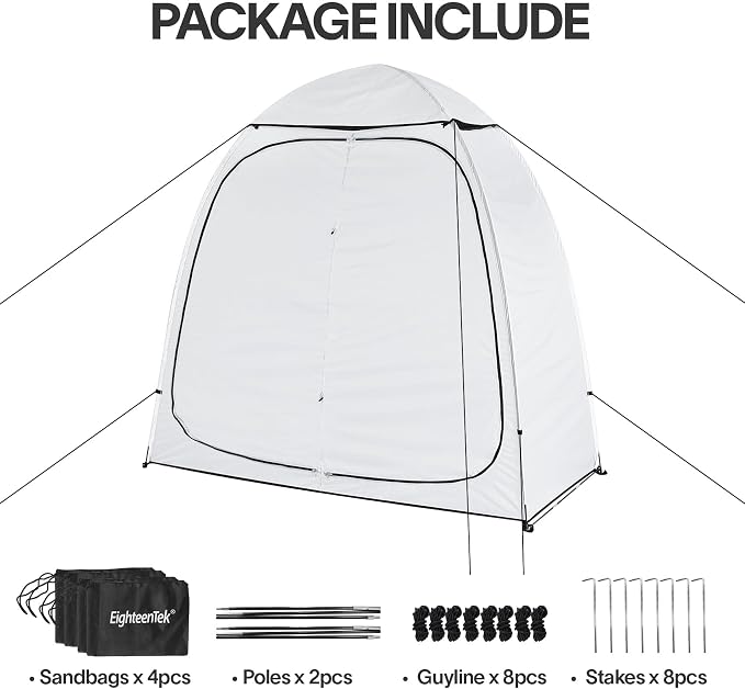 EighteenTek® Shower Tent Changing Room 2 Rooms Outdoor Pop Up Camping Portable Privacy Dressing Shelter 83"x43"x80"H