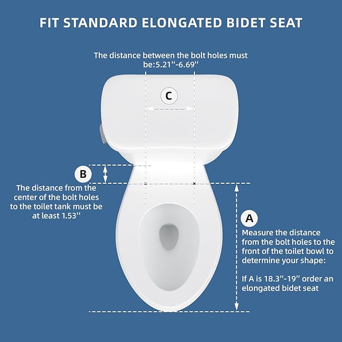 Bidet Toilet Seat, Soft Close Elongated Toilet Seat, Button control Feminine/Posterior Wash Switch, Knob Control Water Pressure,White Bidet Seat Attachment with Brass inlet Easy Installation