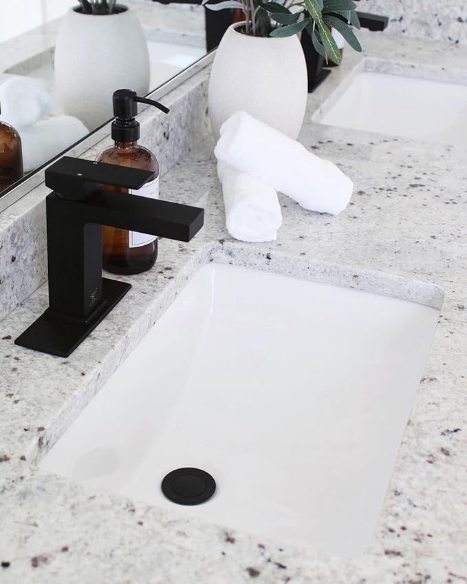 Lava Odoro Matte Black Bathroom Faucet 1 Hole, Modern Single Hole Bathroom Sink Faucet for Vanity with Pop up Drain Assembly, Deck Plate Included, 1.2 GPM Water Flow, BF307-B