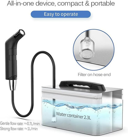 LUOOV Electric Rechargeable Handheld Personal Travel Bidet Portable for Toilet,Bathroom and Outdoor Hiking Strong - Soft Pressure Options Refreshing Clean with 2.3L Water Storage (Black 2.3L)