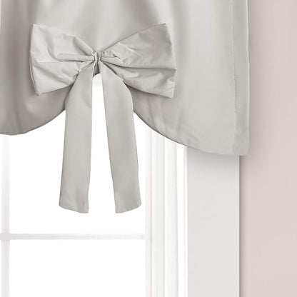 Lush Decor Melody Bow Valance Curtain 52" W x 18" L +3" Light Gray - Bow Curtains - Kitchen Valances for Windows - Coquette Valance Curtains for Bathroom