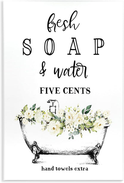 Stupell Industries Fresh Soap And Water Bath Tub Bathroom Design Wall Plaque Art Design By Artist Lettered and Lined 10 x 15 | Stupell Industries | 10 x 15 Inches, Easy to Hang and Sturdy, Made in USA, by Lettered and Lined