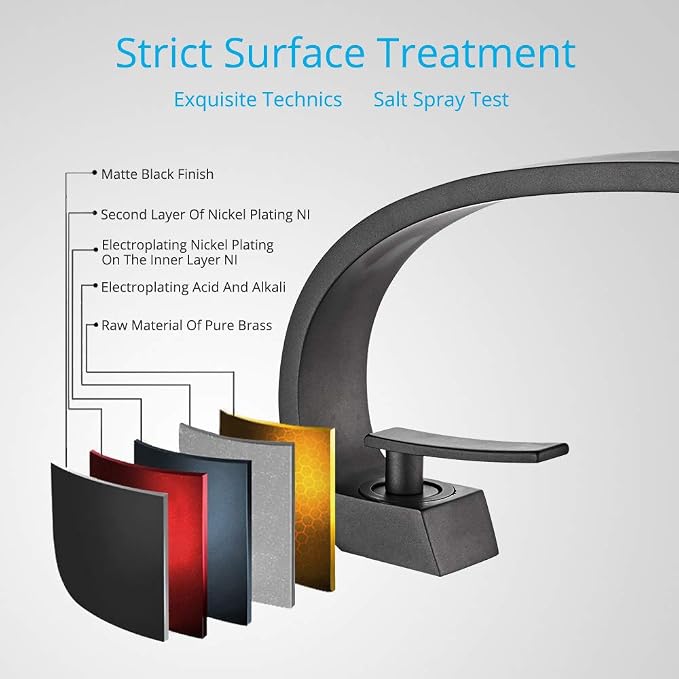Matte Black Bathroom Sink Faucet, Unique Design and Pop Up Drain