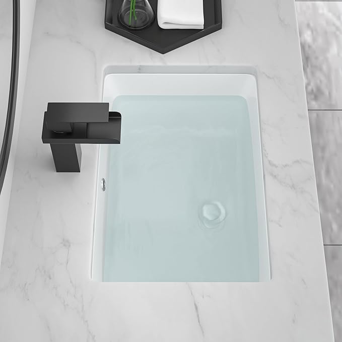 22''x15'' Undermount Bathroom Sink Rectangle Bathroom Sink White Porcelain Ceramic Vanity Sinks Under Counter Basin Lavatory Sinks