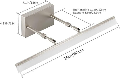 Aipsun 24 inch Modern Brushed Nickel Vanity Light Adjustable Bathroom Light Fixtures Over Mirror Rotatable Vanity Lighting 5500K