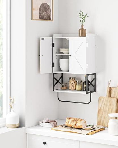 Masupu Bathroom Cabinet Wall Mounted, Wooden Medicine Cupboard with Adjustable Shelves, Space-Saving Wall Storage Unit for Bathroom, Kitchen and Living Room (9"D x 15.35"W x 27.16"H,Countrye White)