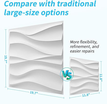 Art3d 20 Pack Decorative 3D Wall Panels, 19 Sq.Feet PVC Interior Wall Décor, 11.8"x11.8", White