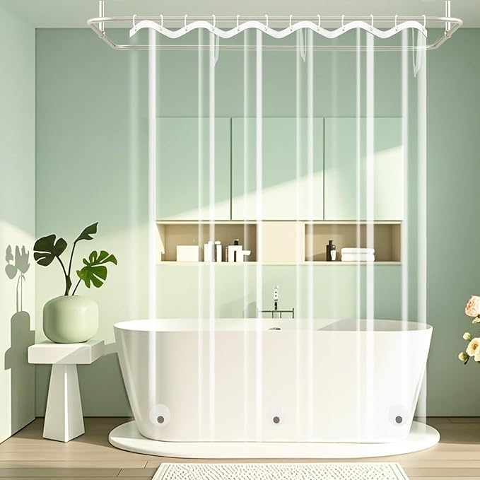 Seenus Bathroom Clear Shower Curtain Inner Liner with 3 Large Magnets, 72 x 84 inch Extra Long PEVA 8G Weighted Shower Liner Bpa-Free, Waterproof 84'' Tall Plastic Shower Curtain Transparent