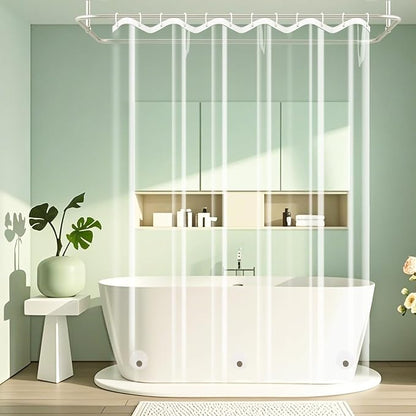 Seenus Short Shower Curtain Clear with 3 Large Magnets, 72 x 66 inch Bpa-Free Waterproof PEVA 8G Shower Curtain Liner Weighted, Transparent Shower Curtain for Bathroom Bathtubs