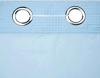 River Dream Cotton Blend Shower Curtain Set with Liner, Sky Blue, 71x86 | Waffle Weave, No Hook Needed, with Snap in Replacement Liner, Top Sheer Window, Hotel Quality for Bathroom, Extra Long