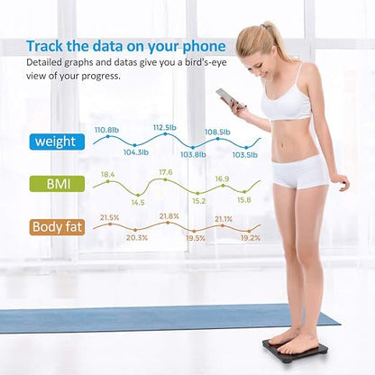 FITINDEX Scale with BMI, Body Fat, Muscle Mass, Smart Scale for Body Weight, Bluetooth, Digital, Sync with App, User Health Equipment | Body Composition Scale for Body Weight, High Accuracy for Weight Loss, Batteries Included, Multi-User Support, Home Use