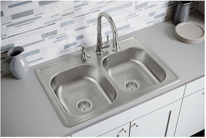 Dayton DD233223 Equal Double Bowl Drop-in Stainless Steel Sink