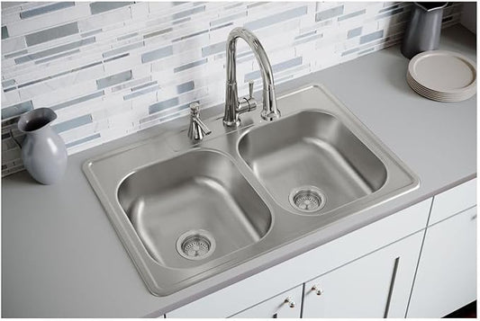 Dayton DD233223 Equal Double Bowl Drop-in Stainless Steel Sink