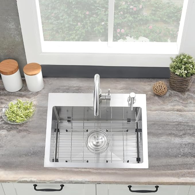 20 Inch Drop In Bar Sink Stainless Steel Small Kitchen Outdoor Sink | 20 x 16 Small Drop In Kitchen Sink Top Mount 16 Gauge Single Bowl Rv Kitchen Sink with Drianer