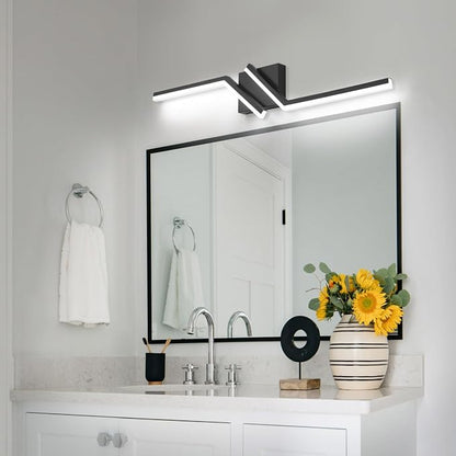 32 inch Black Vanity Light Modern Bathroom Lights Over Mirror Dimmable Bathroom LED Lights 6000K Cool White ETL Driver