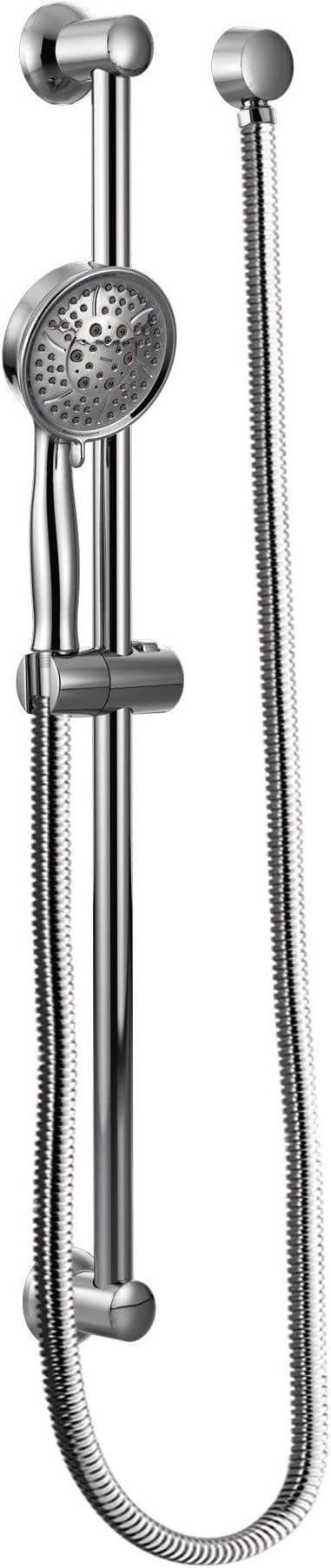 Moen Eco-Performance Chrome Four-Function Removable Handheld Showerhead with 69-Inch-Long Hose and Wall-Mounted Slide Bar, 3667EP