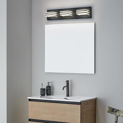 Black Vanity Lights for Bathroom Light Fixtures (3-Light, 20-Inch) Adjust 3 Colors Modern Bath Lighing Fixture Over Mirror LED Vanity Lighting