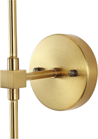 Modern Wall Sconce 2-Lights Industrial Mid Century Bathroom Vanity Wall Light with White Globe Glass Lampshade Brushed Brass Finished Lighting Fixture (Gold Color)