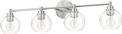 VONLUCE 4 Light Bathroom Vanity Light Fixtures, Brushed Nickel Finish | Globe Glass Shades, E26 Sockets, Easy to install, ETL Certificated, Vanity Lights for Bedroom Hallway Living Room