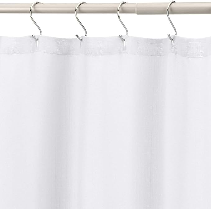 Amazon Basics Linen Style Bathroom Shower Curtain, 100% Polyester, 72" x 72", Bright White (Pack of 8)