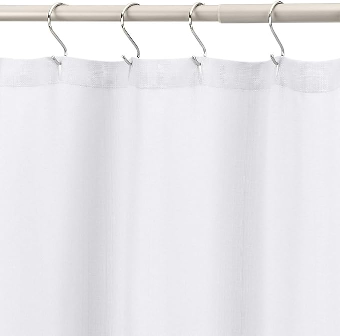 Amazon Basics Linen Style Bathroom Shower Curtain, 100% Polyester, 72" x 72", Bright White (Pack of 8)