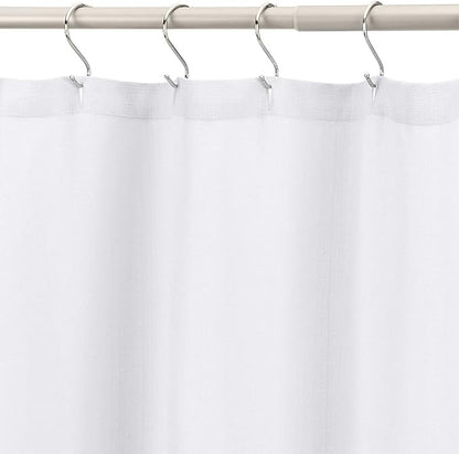 Amazon Basics Linen Style Bathroom Shower Curtain, 100% Polyester, 72" x 72", Bright White (Pack of 8)