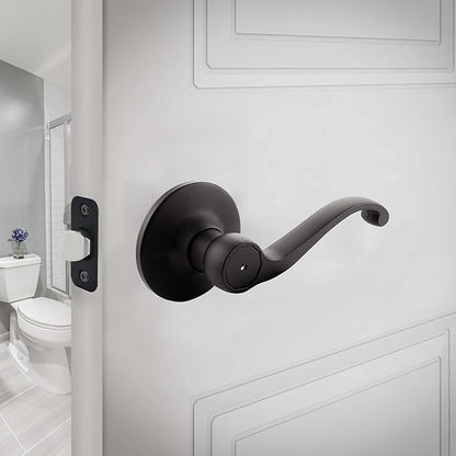 Design House 779223 Scroll Privacy Bed and Bath Door Lever Matte Black
