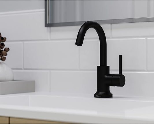 Pfister Zeelan Bathroom Sink Faucet, Single Control, 1-Handle, Single Hole, NSF Certified, Matte Black Finish, LF042ZLB