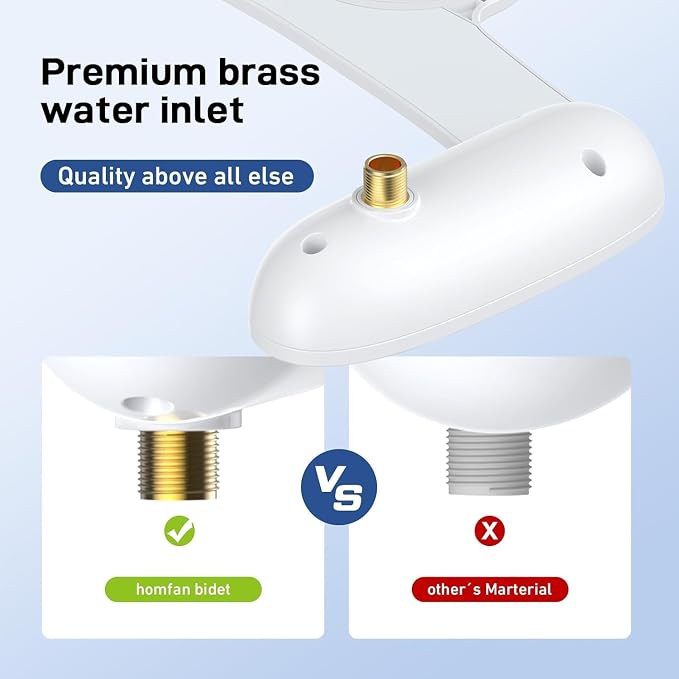Bidet Attachment for Toilet, Non-Electric Dual Nozzle Bidet Sprayer with Adjustable Water Pressure, Cold Water Toilet Seat Attachment for Feminine and Personal Hygiene