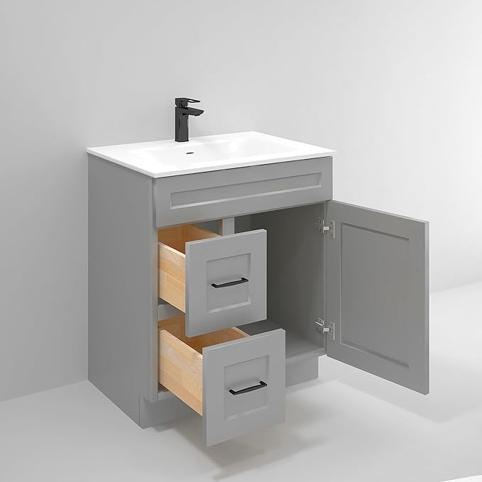 La Royal 30" Sink Base Bathroom Vanity with Drawer Light Grey Shaker Ready-to Assemble Cabinet