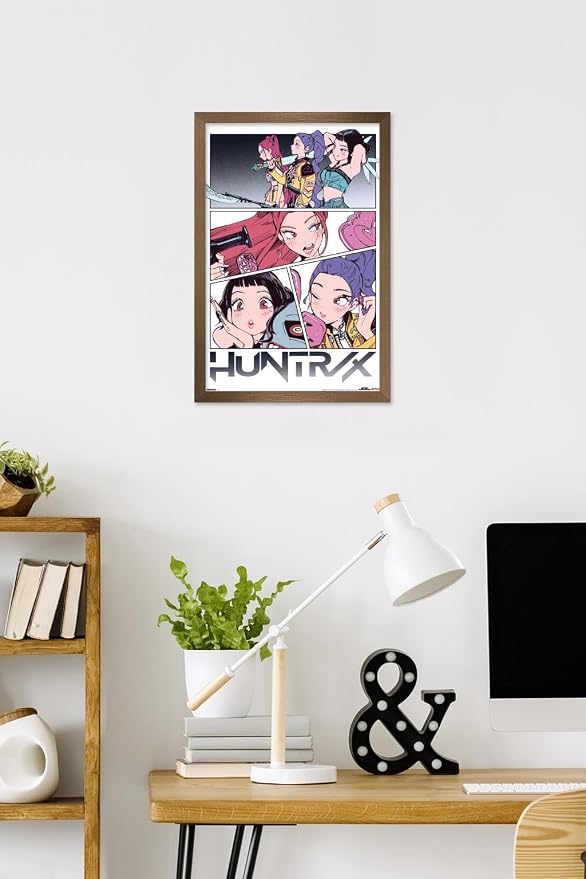 Trends International Netflix KPop Demon Hunters (2025) - Huntrix Manga Panels Wall Poster, 22.4L x 14.7W, Bronze Framed Version