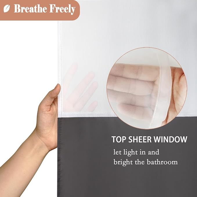 UFRIDAY Dark Gray Shower Curtain Extra Long 72-Inch x 78-Inch, Fashion Polyester Shower Curtains for Bathroom
