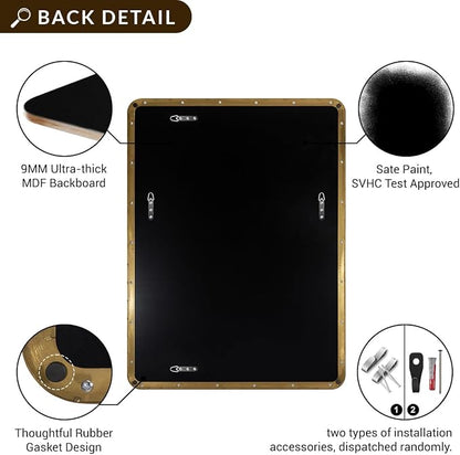 Gold Bathroom Mirror, 30x36 Brushed Brass Rectangle Mirror for Bathroom, Modern Rectangular Wall Mounted Mirror for Vanity, Crafted of Stainless Steel Metal Frame…