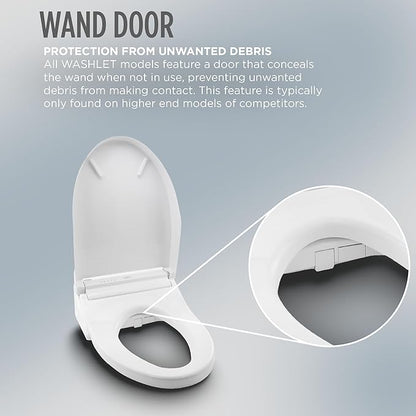 TOTO® WASHLET®+ S7 Electronic Bidet Toilet Seat with EWATER+® Bowl and Wand Cleaning and Contemporary Lid, Elongated, Cotton White - SW4726AT40#01