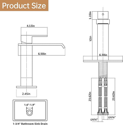 Fransiton Tall Vessel Sink Faucet Brushed Nickel Faucet for Bathroom Sink Tall Waterfall Bathroom Faucet Single Handle 1 or 3 Hole Wash with Pop-up Drain