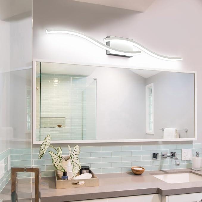 PRESDE 40" LED Bathroom Vanity Light, Modern Brushed Nickel Wall Bar Fixture Over Mirror Dimmable