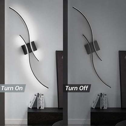 CANEOE Modern Led Wall Light, 39inch Black Indoor Led Wall Sconce Lighting, Bathroom Vanity Light Fixtures Over Mirror for Living Room Hallway Bedroom Bedside Wall Lamp (Cool White, 6000K)
