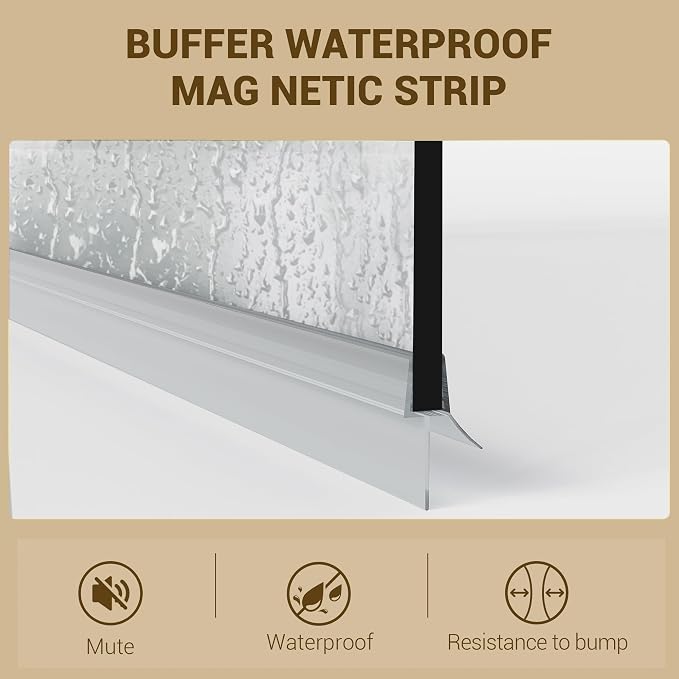 55"x32" Bathtub Shower Door – Frameless Glass Shower Door with 6mm Tempered Glass, Curved Hinged Design, Easy-Clean Coating Matte Black