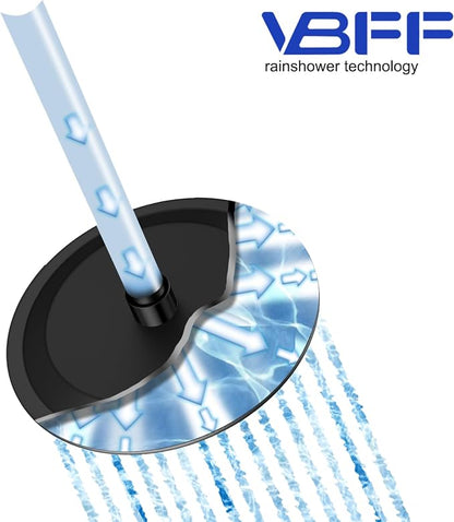 VBFF-Shower Head,rain shower head, 10 inch- Round Shower Head, 1.8 GPM Flow Rate, rainfall showerhead,VBFF12 (Matte Black)