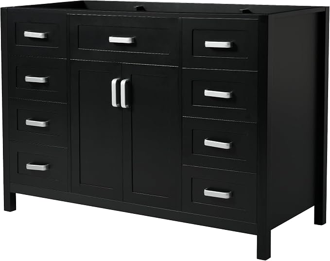 47" Bathroom Vanity Base Only, Cabinet with Soft-Closing Drawers and Doors, Simple & Modern Style, Solid Wood Frame, Black