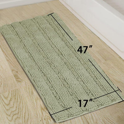 Turquoize Bathroom Runner Rug 17"x47", Soft Absorbent Chenille Bath Rug