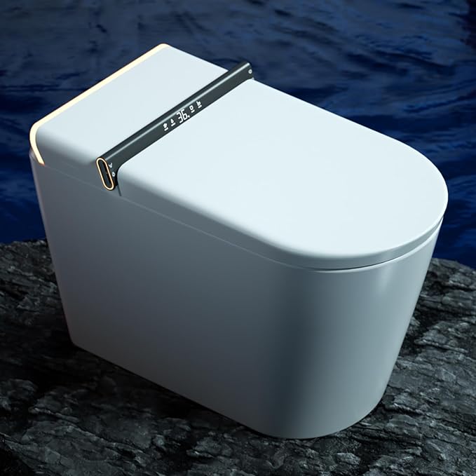 Modern Smart Toilet, One Piece Toilet with Auto Open/Close Lid, Heated Seat, Bidet Function, Warm Air Dry, Foam Shield, Auto Deodorization, Night Light, Remote Control