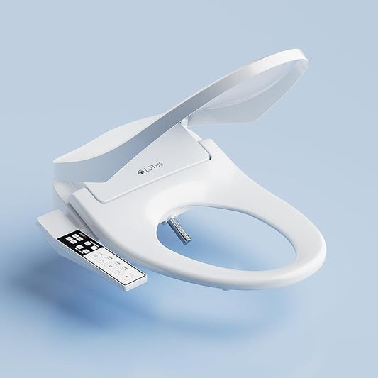 Lotus Bidet ATS-850 Elongated | Slim Heated Toilet Seat with Adjustable Warm Water Wash, Side Control Panel, Stainless Steel Nozzle, Warm Air Dryer, Night Light, Child Mode, Easy Installation